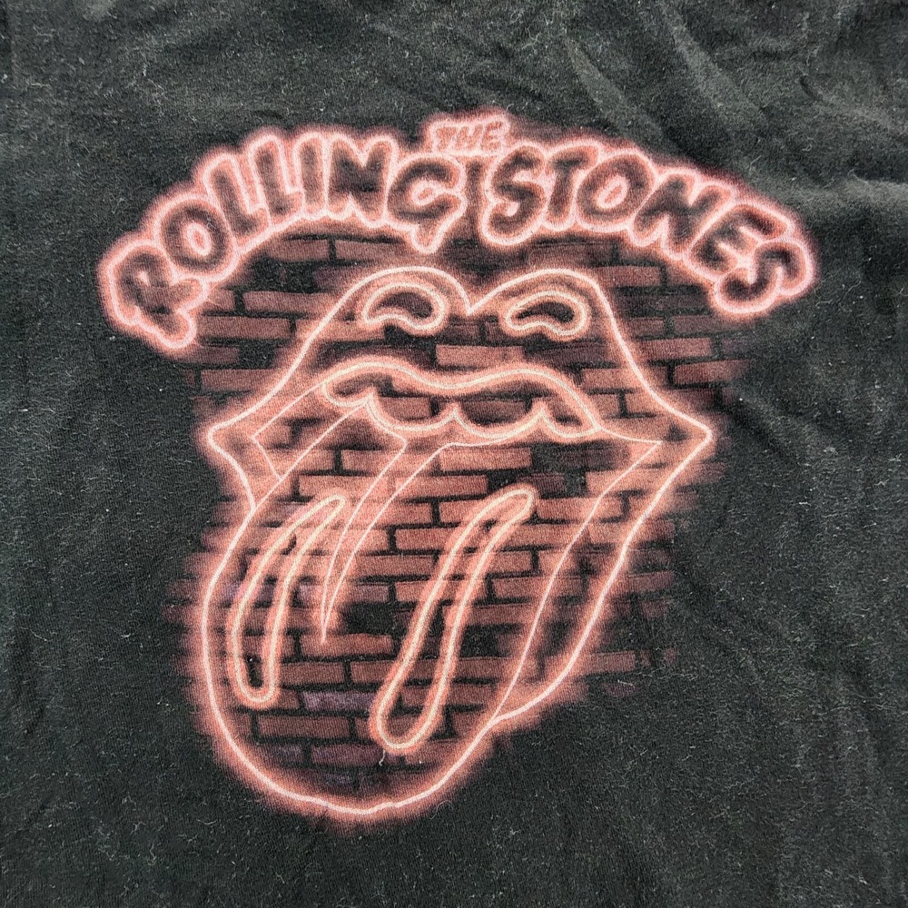 Rolling Stones Neon Brick Wall Logo Black Short Sleeve T-Shirt Men's M‎